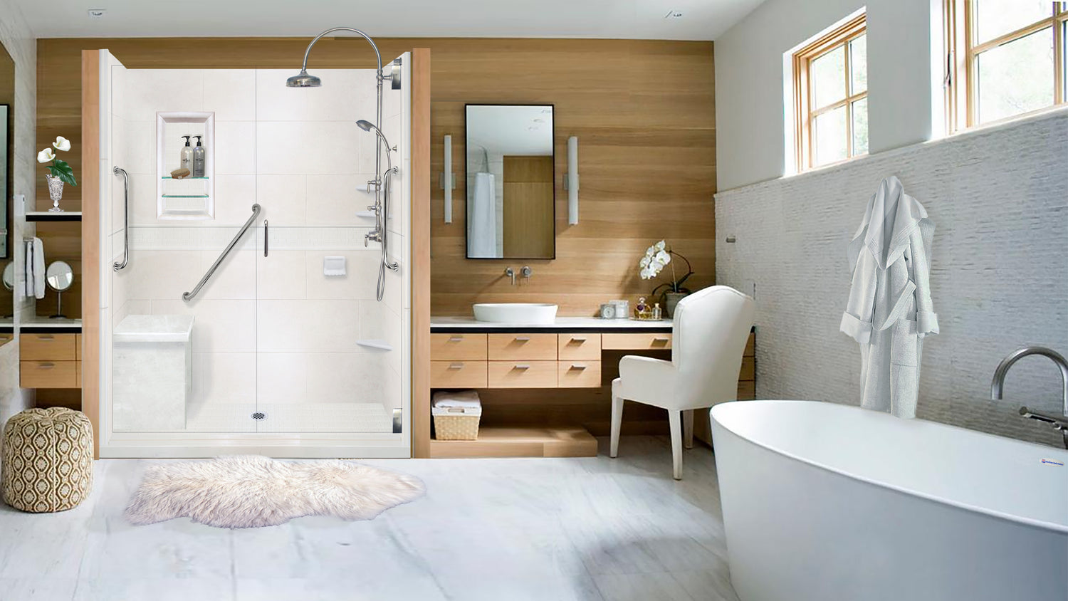 Classic White on White Bathrooms