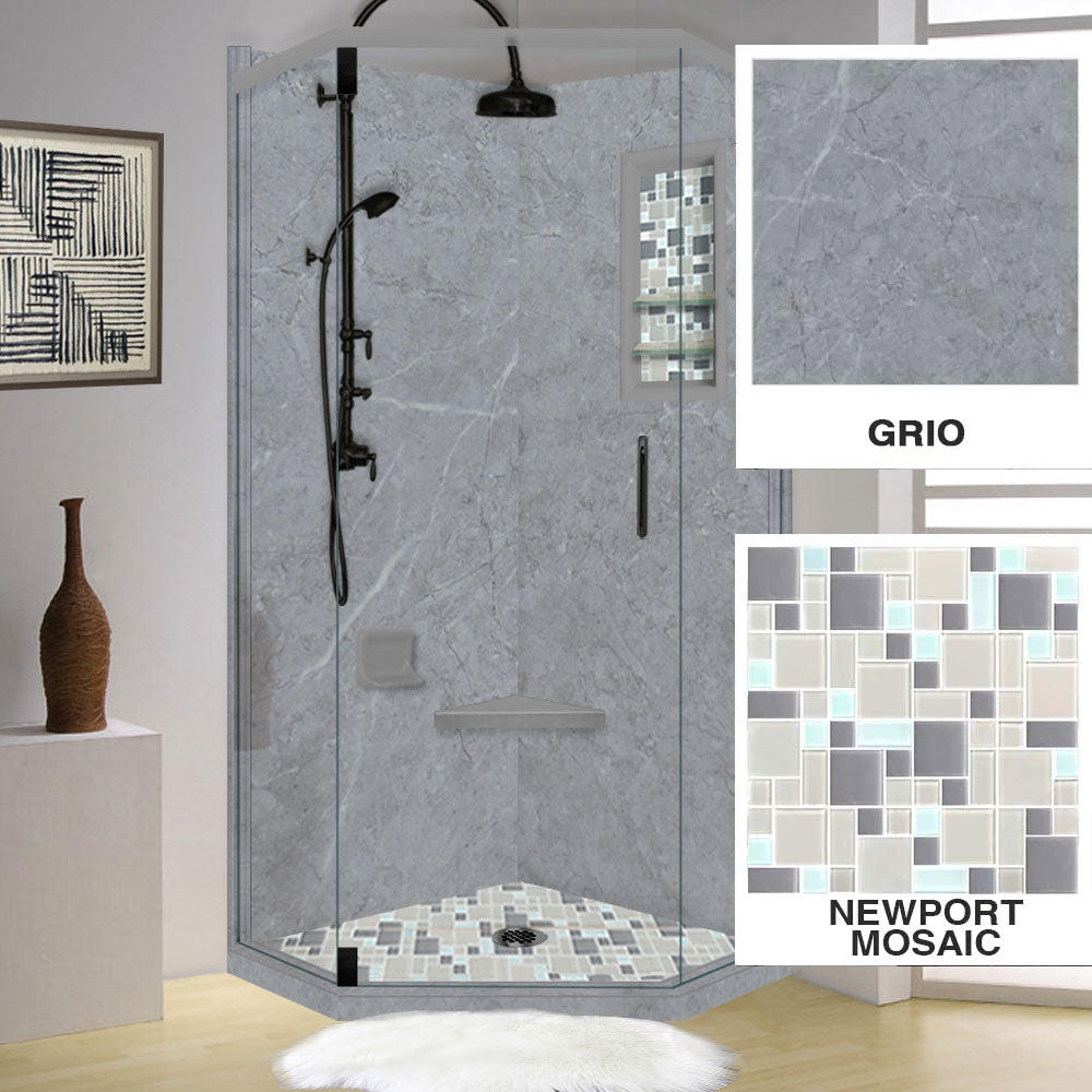 Grio Marble Newport Mosaic Neo Shower Enclosure Kit