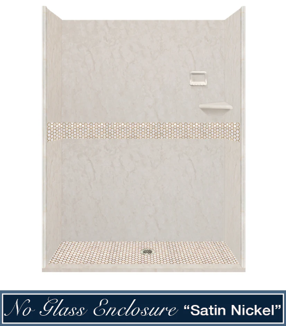 Special- Rafe Marble Alcove Shower Kit, with 3 Accent options (Liner Optional)