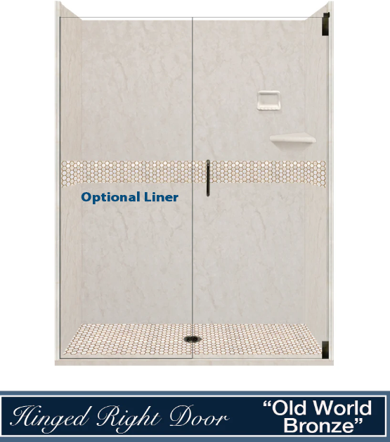 Special- Rafe Marble Alcove Shower Kit, with 3 Accent options (Liner Optional)