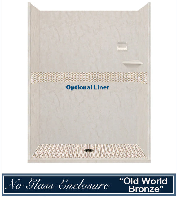Special- Rafe Marble Alcove Shower Kit, with 3 Accent options (Liner Optional)