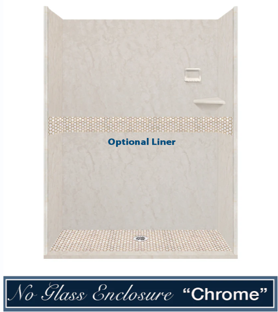 Special- Rafe Marble Alcove Shower Kit, with 3 Accent options (Liner Optional)
