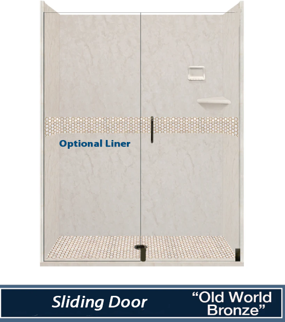 Special- Rafe Marble Alcove Shower Kit, with 3 Accent options (Liner Optional)