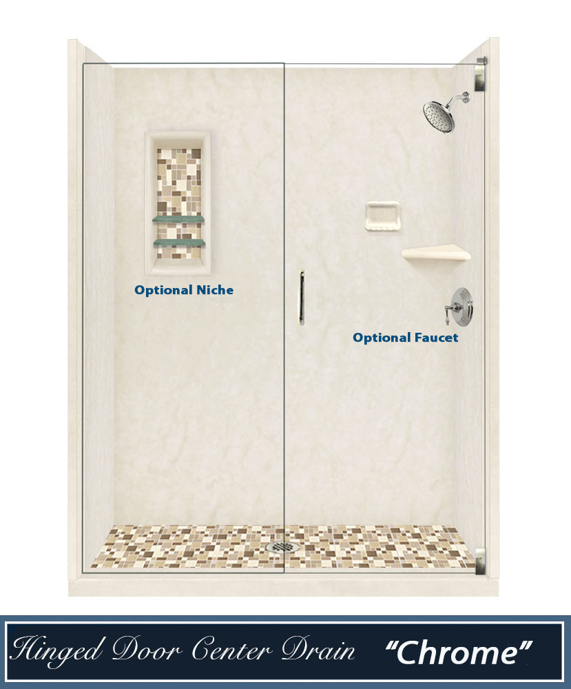 Special- Rafe Marble Alcove Shower Kit, with 3 Accent options (Liner Optional)