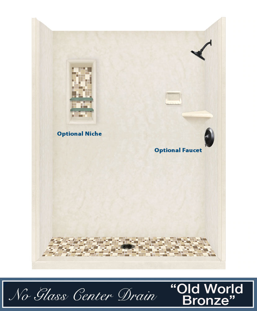 Special- Rafe Marble Alcove Shower Kit, with 3 Accent options (Liner Optional)