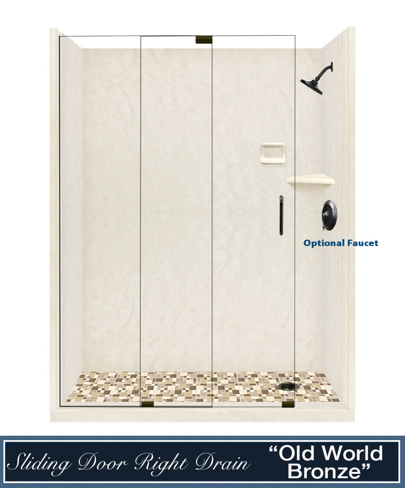 Special- Rafe Marble Alcove Shower Kit, with 3 Accent options (Liner Optional)