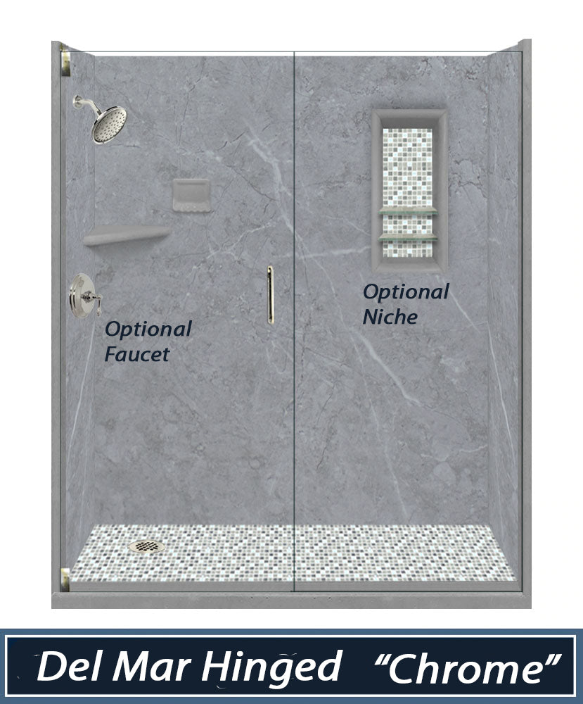 Sale:  Grio Marble 60 " Alcove Shower Kit with 3 Accent Options, ( Liner Optional)