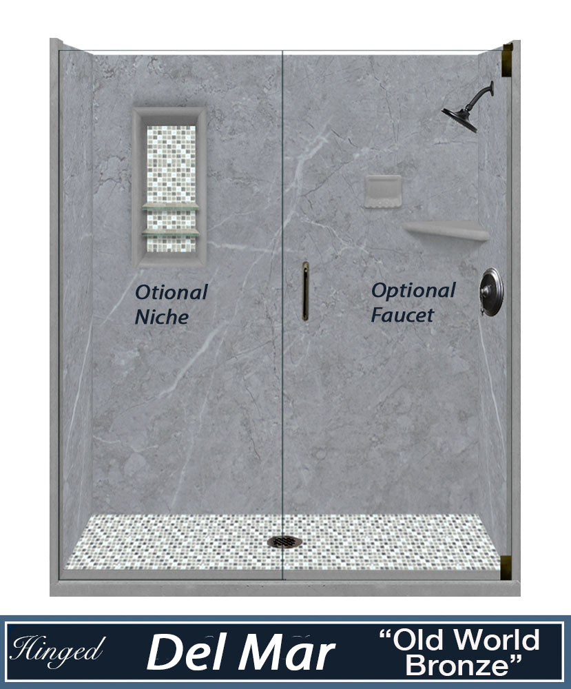 Sale:  Grio Marble 60 " Alcove Shower Kit with 3 Accent Options, ( Liner Optional)