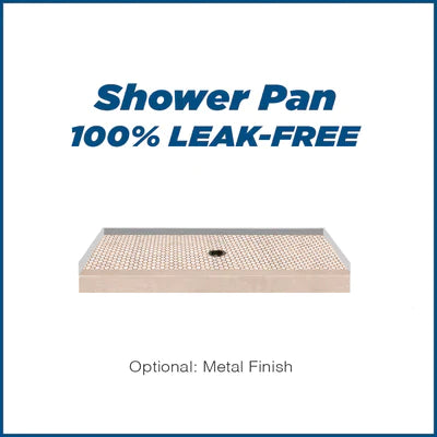 SPECIAL - 60" Alcove Desert Sand Sistine Stone & Honey Hex Mosaic Accent Shower Remodel Kit (FREE - Shampoo Niche)