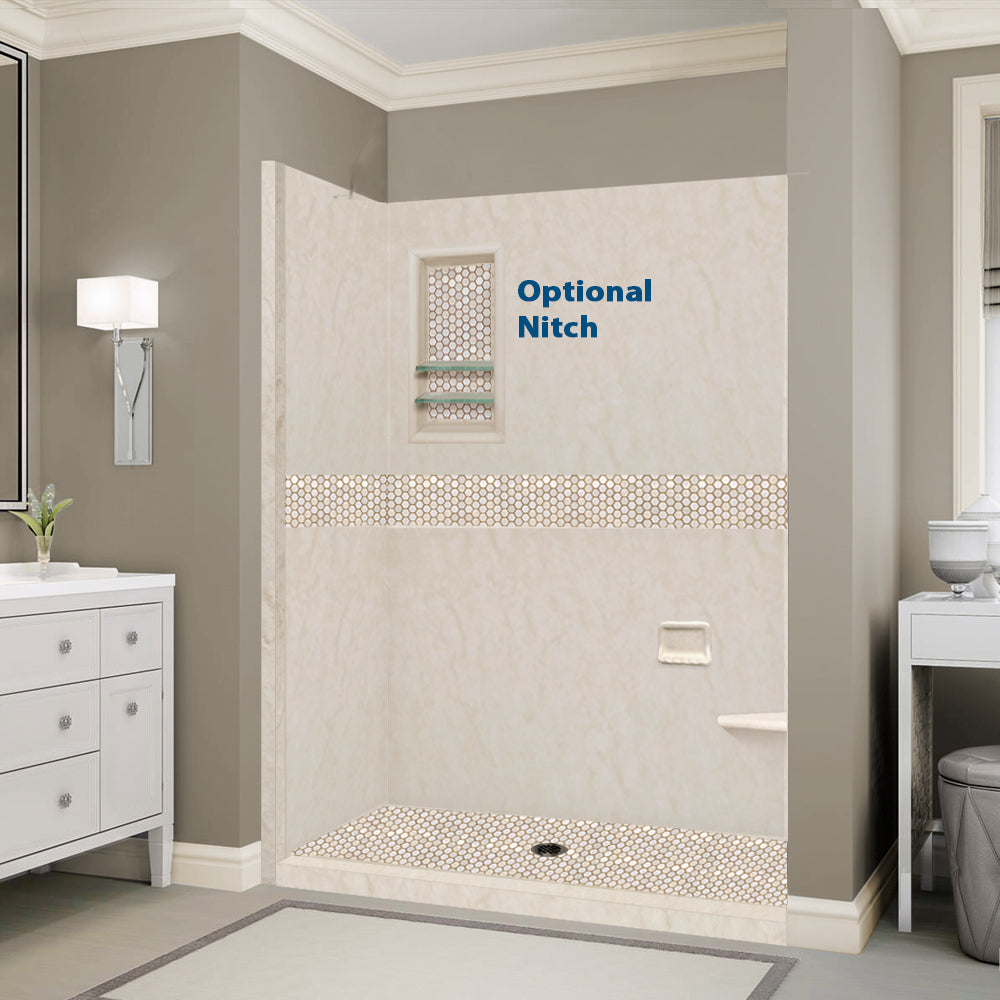 Special- Rafe Marble Alcove Shower Kit, with 3 Accent options (Liner Optional)