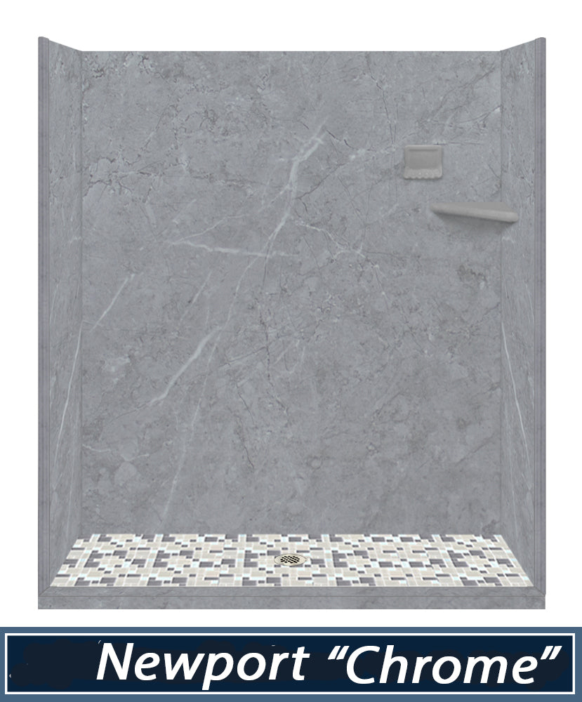 Sale:  Grio Marble 60 " Alcove Shower Kit with 3 Accent Options, ( Liner Optional)