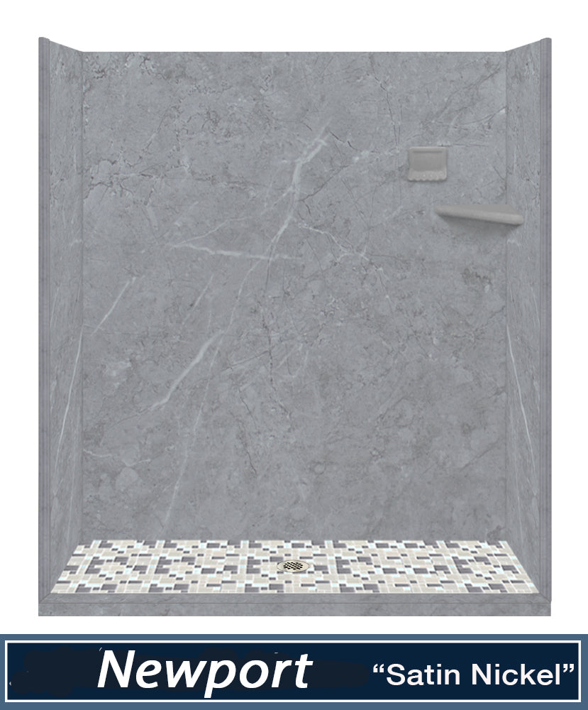 Sale:  Grio Marble 60 " Alcove Shower Kit with 3 Accent Options, ( Liner Optional)