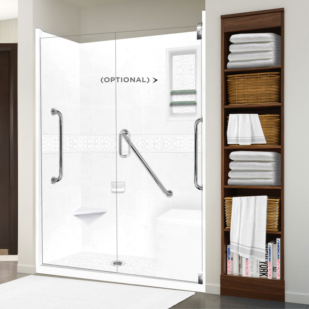 Freedom 60" Alcove Natural Buff Sistine Stone & Pebble Stone Accent Shower Remodel Kit