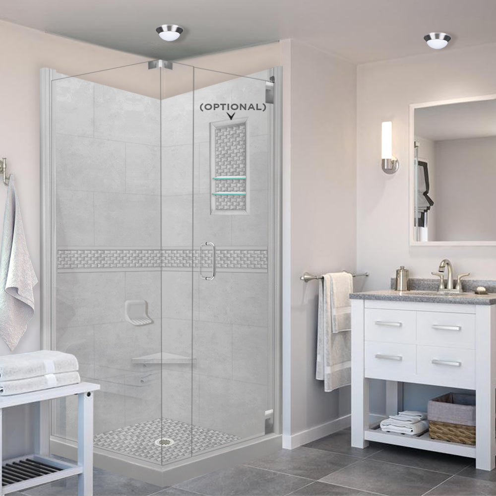 Corner Portland Cement Sistine Stone & Jewel Stone Accent Shower Remodel Kit