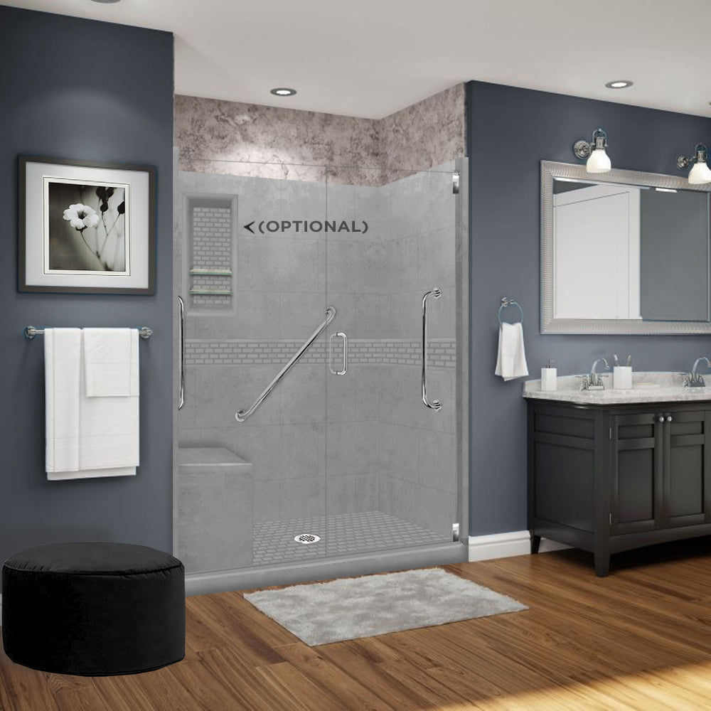 Freedom 60" Alcove Wet Cement Sistine Stone & Classic Stone Accent Shower Remodel Kit