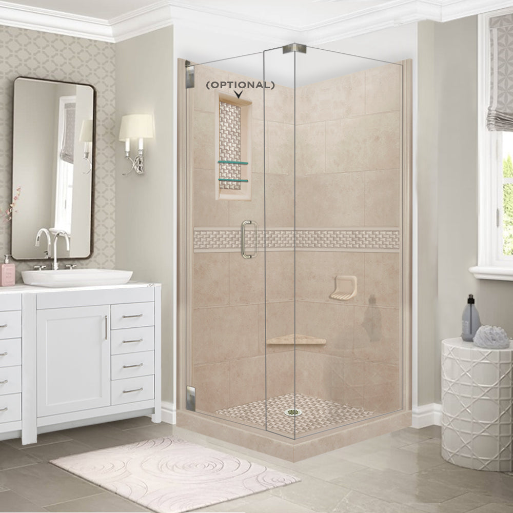 Corner Brown Sugar Sistine Stone & Jewel Stone Accent Shower Remodel Kit