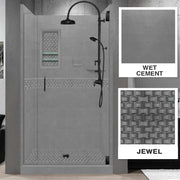 Alcove Wet Cement Sistine Stone & Jewel Stone Accent Shower Remodel Kit