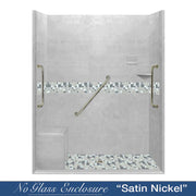 Freedom Zero 60" Alcove Portland Cement Sistine Stone & Newport Mosaic Accent Shower Remodel Kit