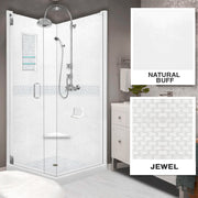 Corner Natural Buff Sistine Stone & Jewel Stone Accent Shower Remodel Kit