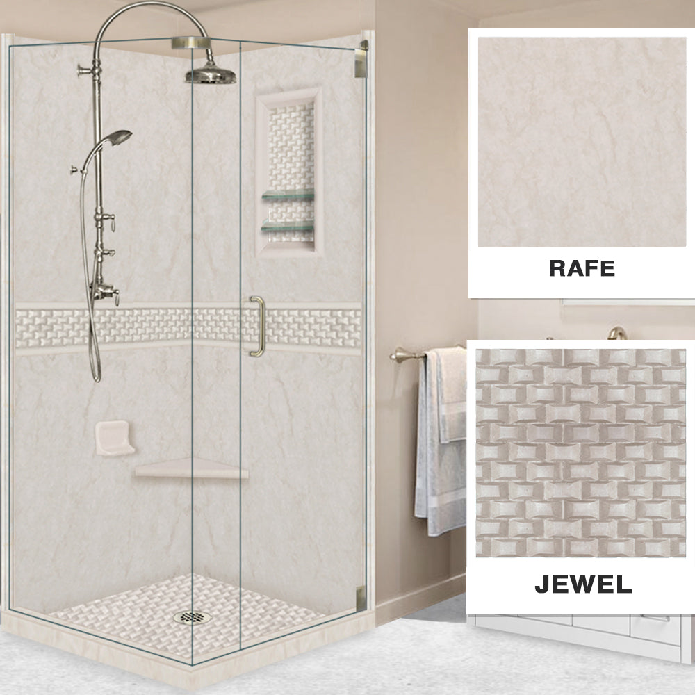 Rafe Marble Jewel Corner Shower Enclosure Kit