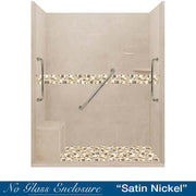 Freedom Zero 60" Alcove Brown Sugar Sistine Stone & Tuscany Mosaic Accent Shower Remodel Kit