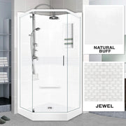 Neo-Angle Natural Buff Sistine Stone & Jewel Stone Accent Shower Remodel Kit
