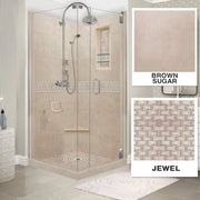 Corner Brown Sugar Sistine Stone & Jewel Stone Accent Shower Remodel Kit