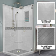 Corner Portland Cement Sistine Stone & Diamond Stone Accent Shower Remodel Kit
