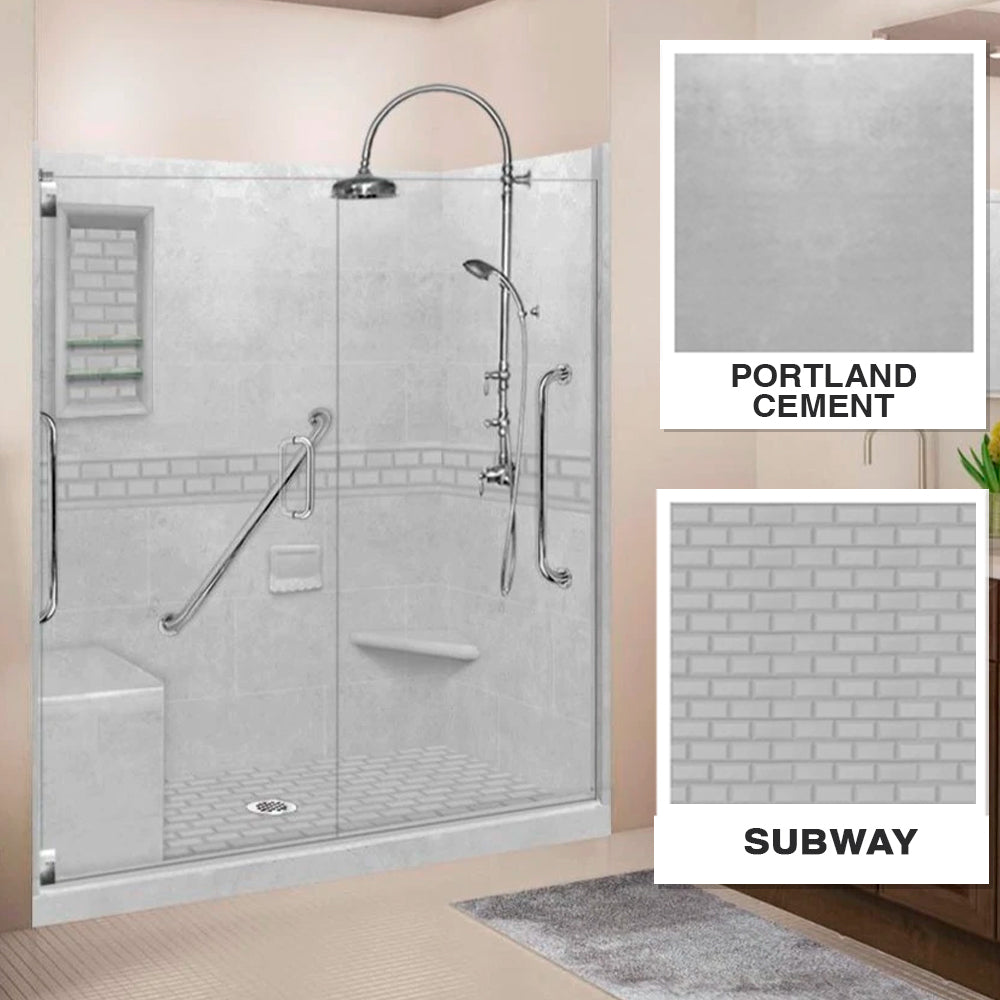 Freedom Subway Portland Cement 60" Alcove Shower Enclosure Kit