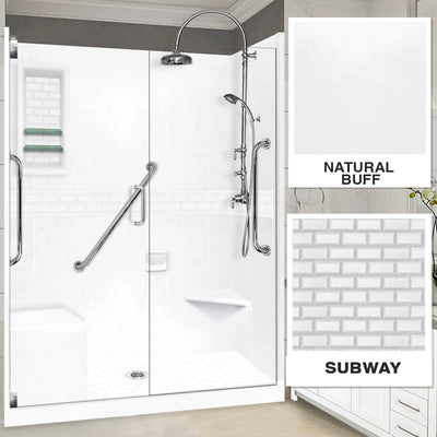 Freedom Subway Natural Buff 60" Alcove Shower Enclosure Kit