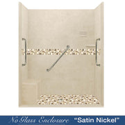 Freedom Zero 60" Alcove Desert Sand Sistine Stone & Tuscany Mosaic Accent Shower Remodel Kit