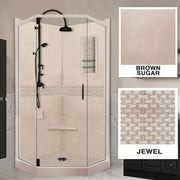 Neo-Angle Brown Sugar Sistine Stone & Jewel Stone Accent Shower Remodel Kit