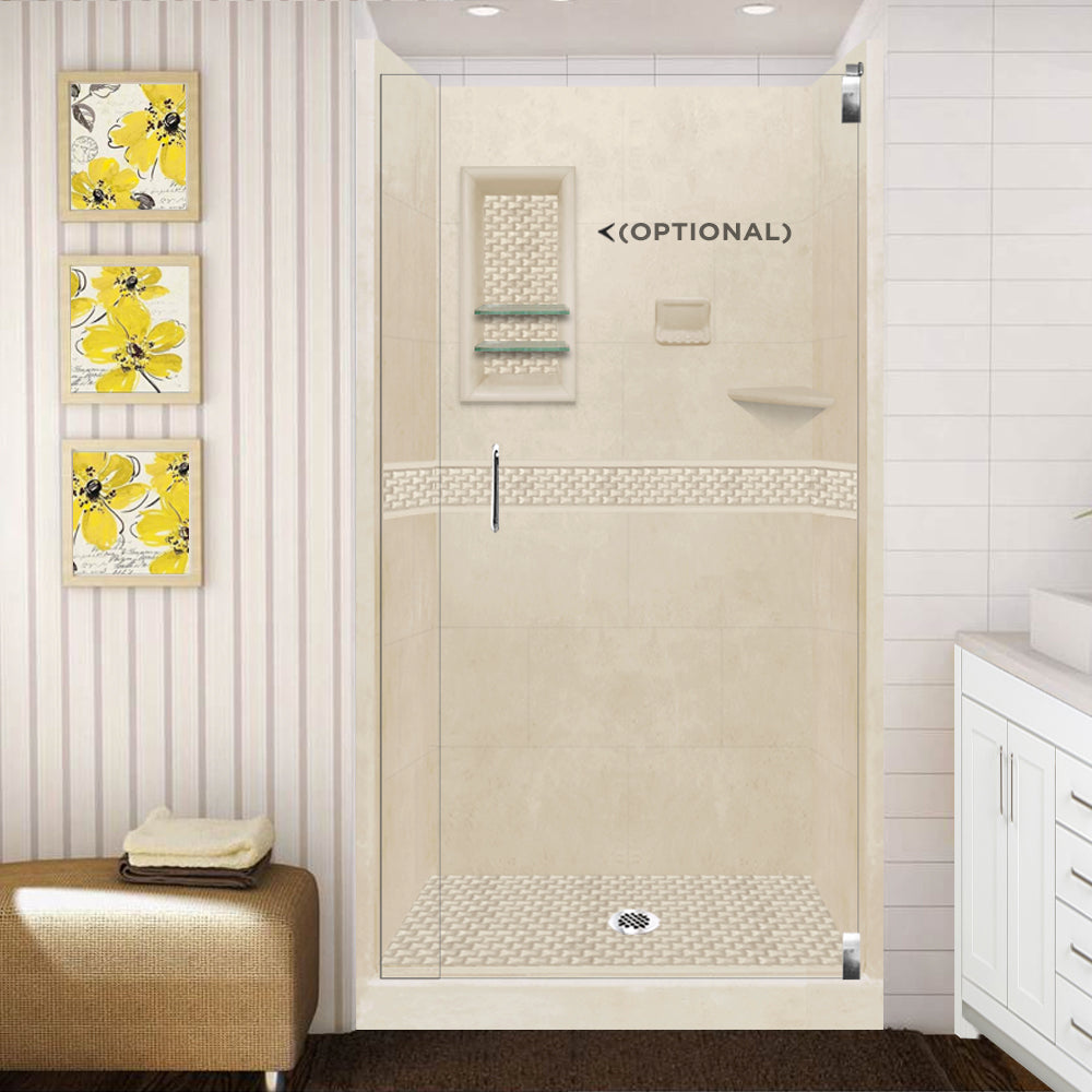 Alcove Desert Sand Sistine Stone & Jewel Stone Accent Shower Remodel Kit