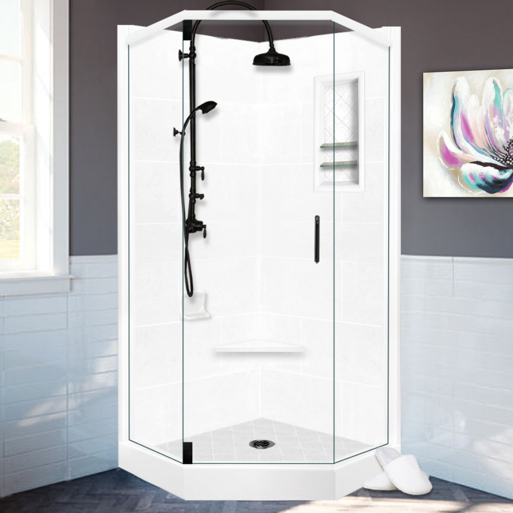 Neo-Angle Natural Buff Sistine Stone & Diamond Stone Accent Shower Remodel Kit