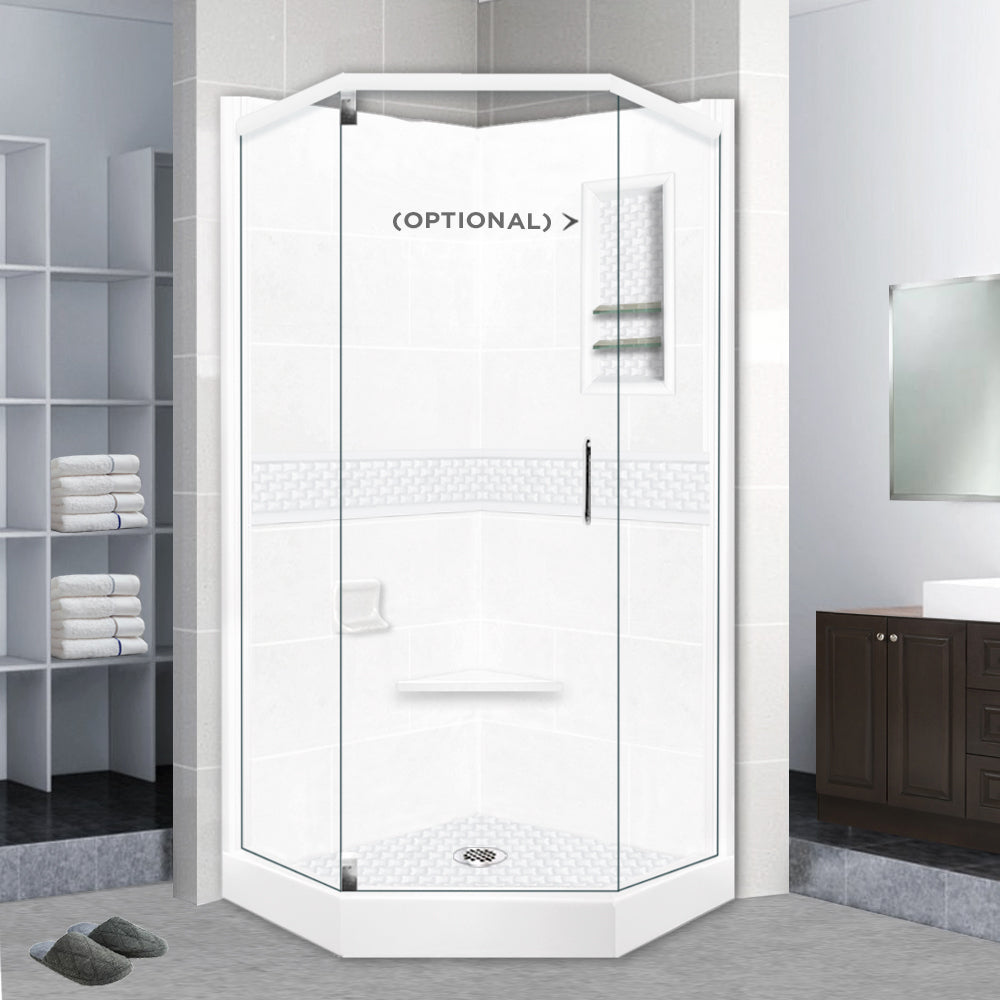 Neo-Angle Natural Buff Sistine Stone & Jewel Stone Accent Shower Remodel Kit