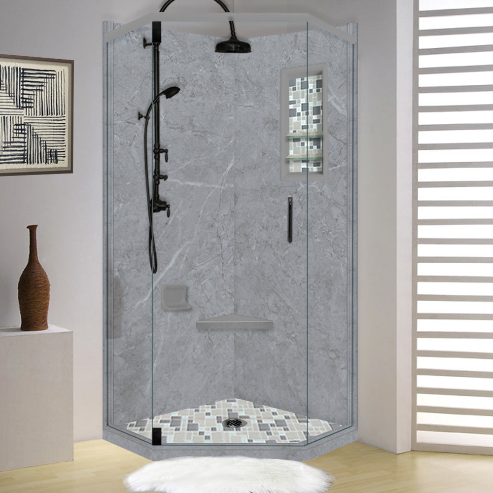 Grio Marble Newport Mosaic Neo Shower Enclosure Kit