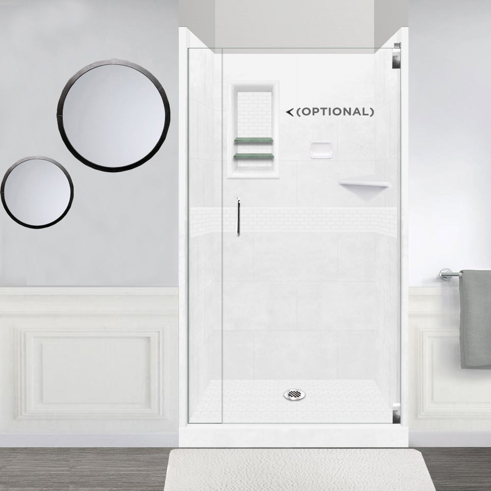 Alcove Natural Buff Sistine Stone & Classic Stone Accent Shower Remodel Kit