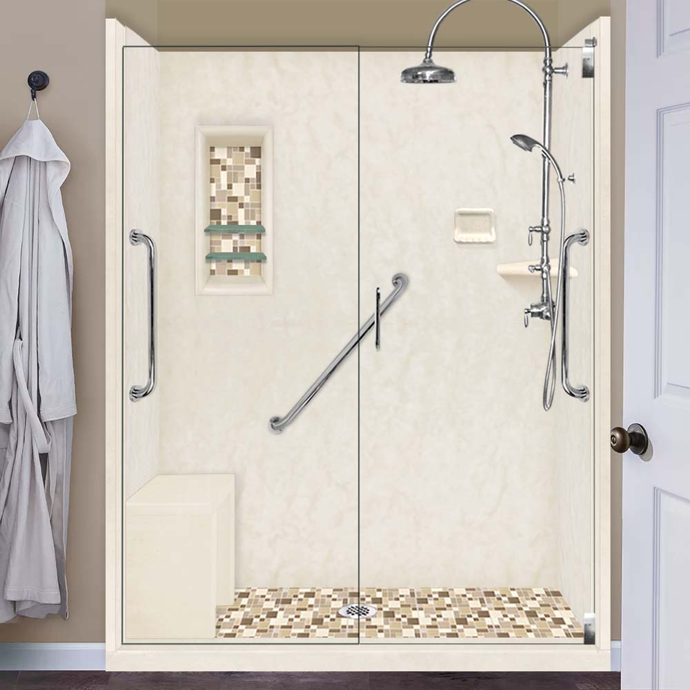 Freedom Alcove Rafe Medici Marble & Tuscany Mosaic Accent Shower Remodel Kit