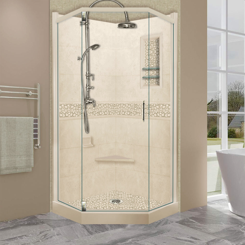 Neo-Angle Desert Sand Sistine Stone & Pebble Stone Accent Shower Remodel Kit