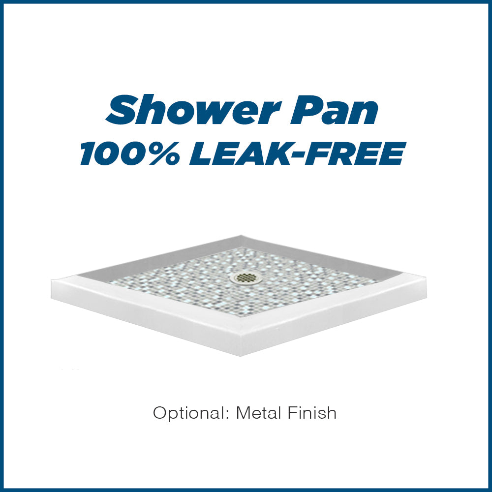 Corner Natural Buff Sistine Stone & Del Mar Mosaic Accent Shower Remodel Kit