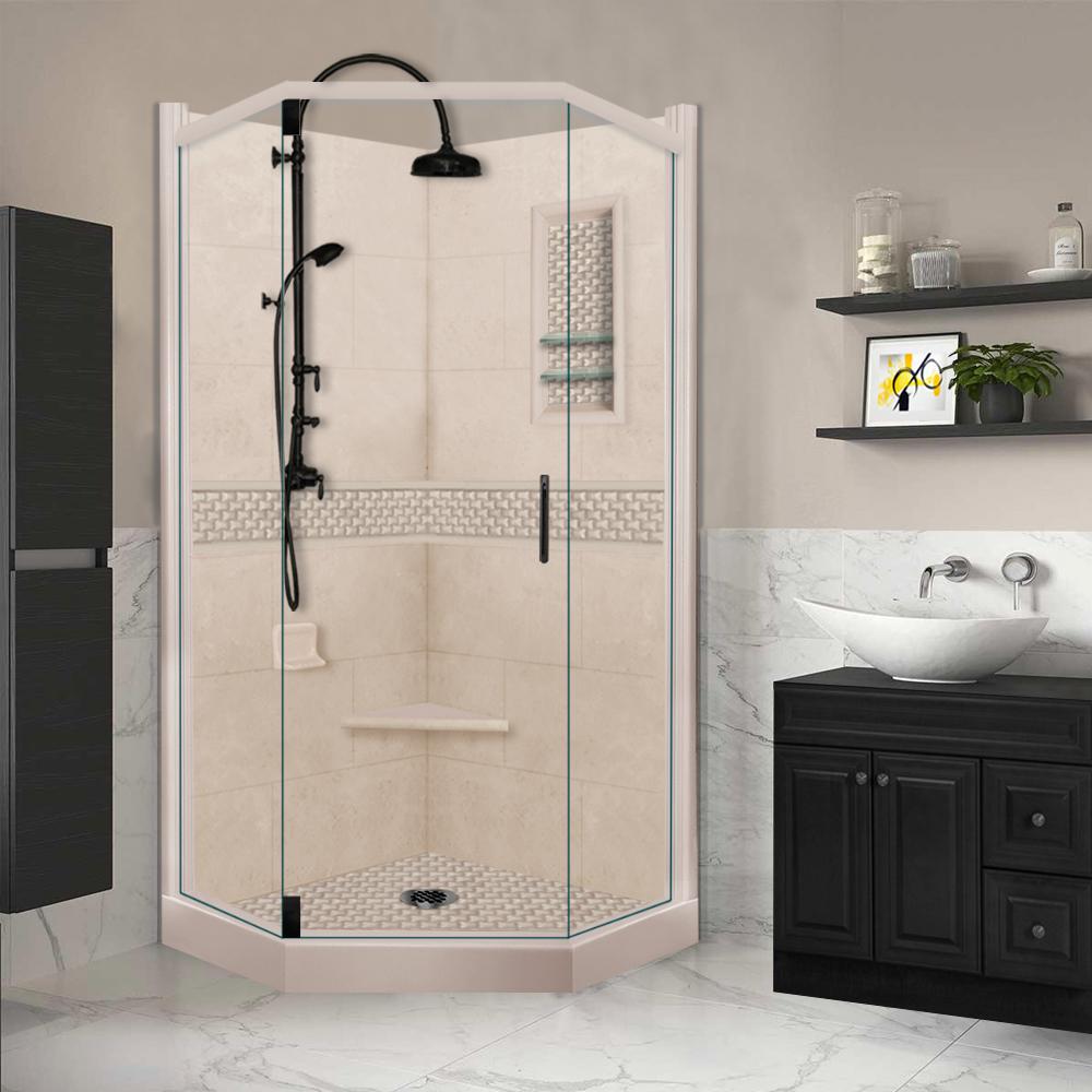 Neo-Angle Brown Sugar Sistine Stone & Jewel Stone Accent Shower Remodel Kit