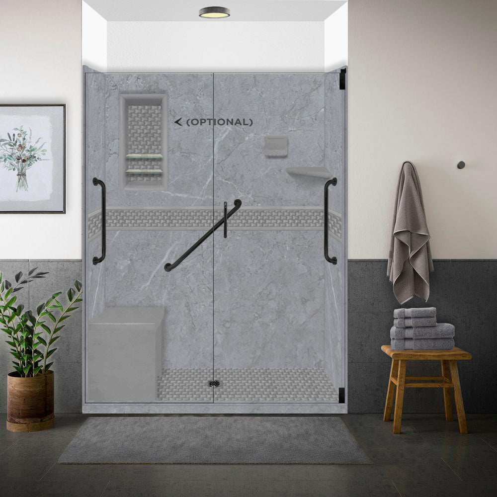 Freedom 60" Alcove Grio Medici Marble & Jewel Stone Accent Shower Remodel Kit
