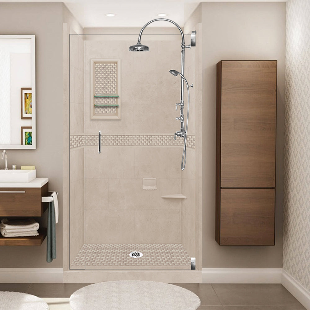 Alcove Brown Sugar Sistine Stone & Jewel Stone Accent Shower Remodel Kit