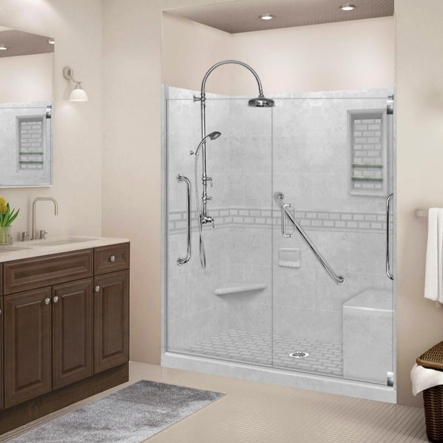 Freedom Subway Portland Cement 60" Alcove Shower Enclosure Kit