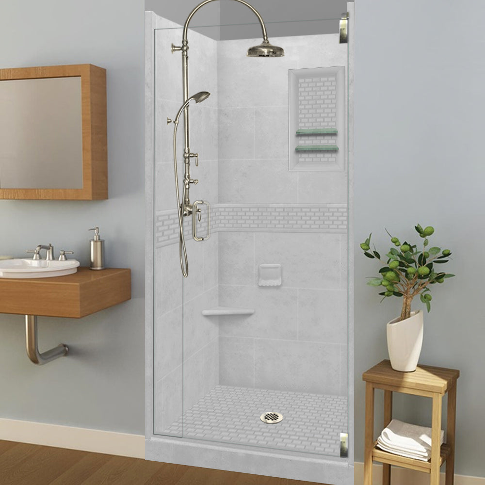 Alcove Portland Cement Sistine Stone & Classic Stone Accent Shower Remodel Kit
