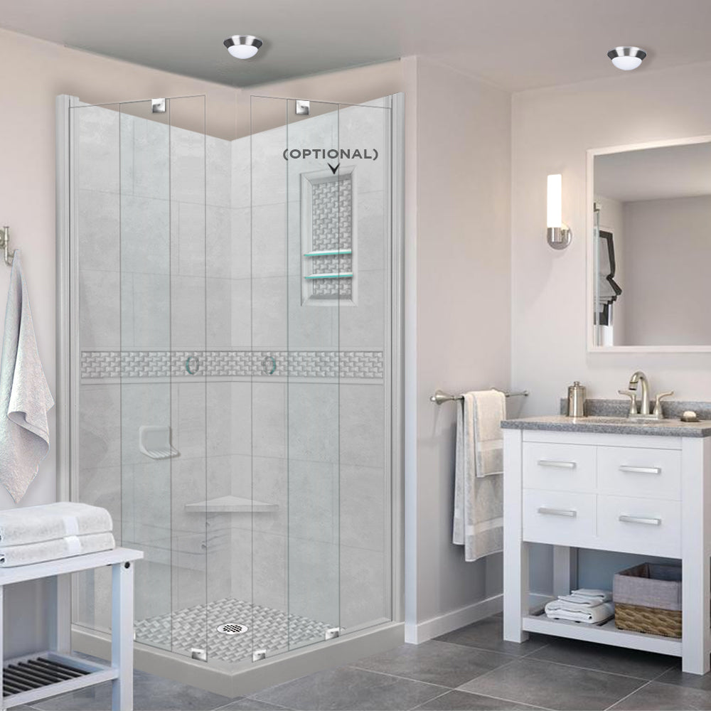 Corner Portland Cement Sistine Stone & Jewel Stone Accent Shower Remodel Kit