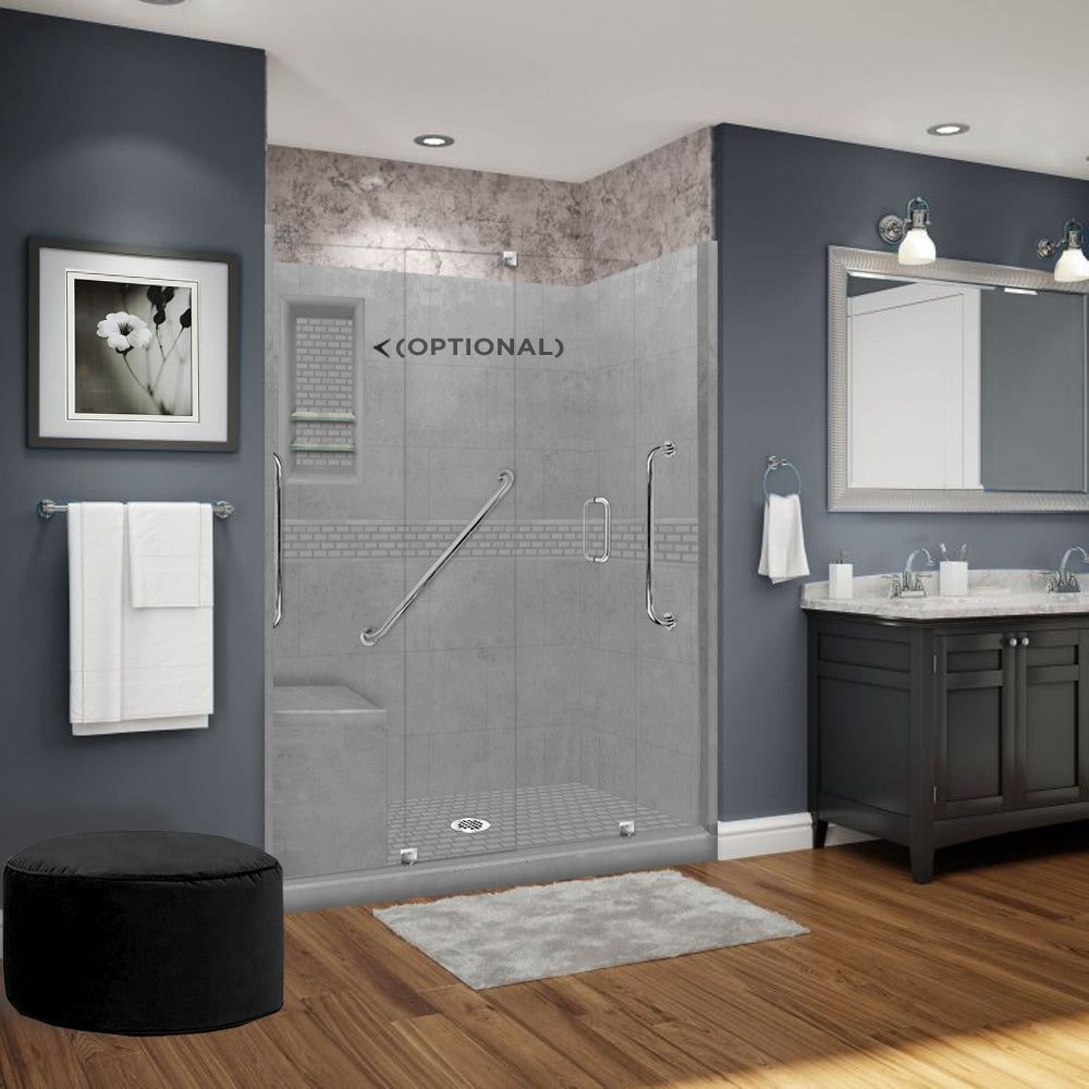 Freedom 60" Alcove Wet Cement Sistine Stone & Classic Stone Accent Shower Remodel Kit