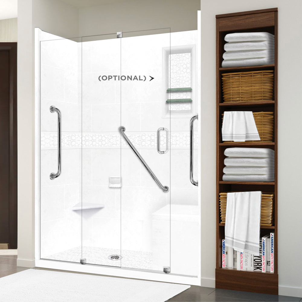 Freedom 60" Alcove Natural Buff Sistine Stone & Pebble Stone Accent Shower Remodel Kit