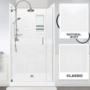 Alcove Natural Buff Sistine Stone & Classic Stone Accent Shower Remodel Kit