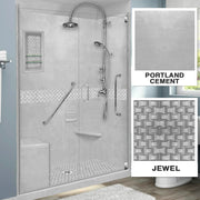 Freedom 60" Alcove Portland Cement Sistine Stone & Jewel Stone Accent Shower Remodel Kit